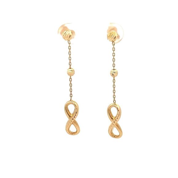 18K Yellow Gold Earrings Infinity Dangling 2.28 grams